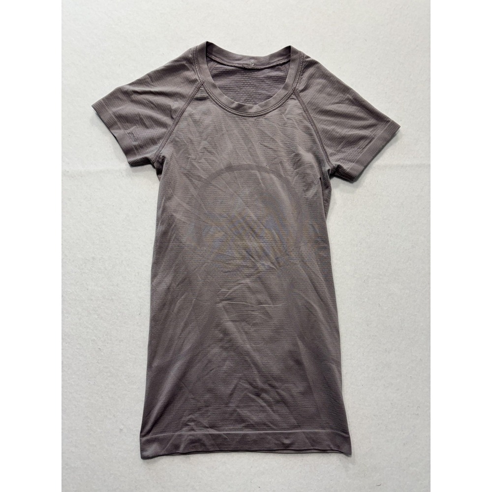 Lululemon Shirt Womens 4 Gray Breathe Repeat Short Sleeve Running Athletic